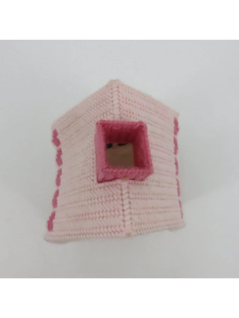 Handmade Pink Hearts Granny Cottage Tissue Box Cover Bathroom Decor Grandma Chic